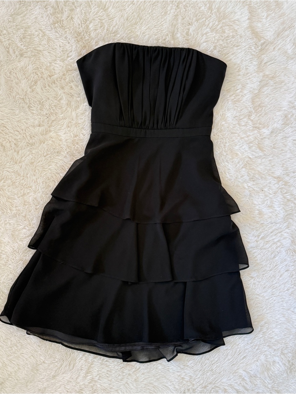 Y2K Classic Black Strapless Tiered Dress